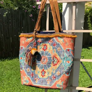 Large A & P Denim Carryall Tote thumbnail 4
