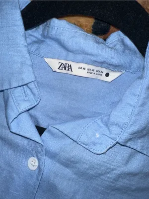 Zara Oversized Blue Linen Top Sz. M thumbnail 2