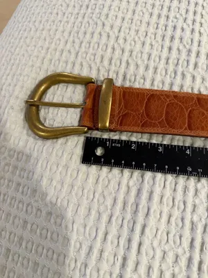 Forenza Vintage Genuine Leather Embossed Brown Belt with Brass Hardware Size L thumbnail 6