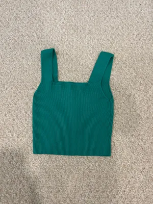 Green ribbed tank top thumbnail 2