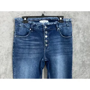 Kancan Flare Leg Jeans Size 13/30 High Rise Button Fly Fringe Boho Hippie thumbnail 2
