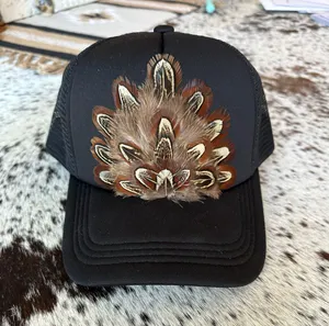 Western feather trucker hat thumbnail 1