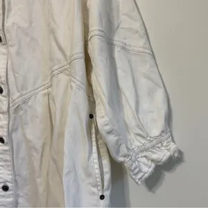 NWOT Free People Hannah Denim White Mini Dress Size Large Long Sleeve thumbnail 6