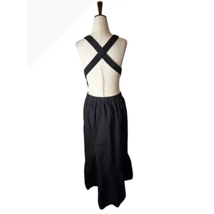 English Factory Midi Dress Women Small Black Criss Cross Open Back Cutout Boho thumbnail 4