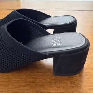 Eileen Fisher Betsy‎ Mules Shoes Black Knit Mesh Block Heel Women's Size 5.5 thumbnail 6