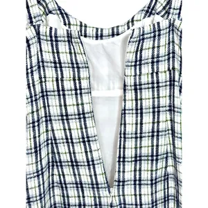 Abercrombie & Fitch White Blue Green Plaid Tweed Sleeveless Mini Dress Womens M thumbnail 6