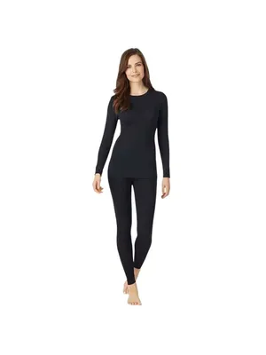 Cuddl Duds Womens Smooth Stretch Thermal Scoop Neck Knit Long Sleeve Top Black L thumbnail 5
