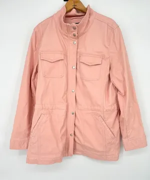 Talbots Utility Safari Jacket Size XL‎ Snap Zip Front Pockets Peach Pink Casual thumbnail 1