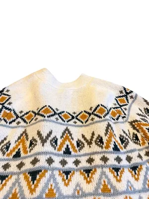 Maurices Cream Long Length Cardigan Sweater Open Front Tribal Fair Isle Medium thumbnail 9