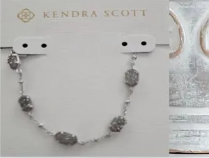 New Kendra Scott Emilie Silver Chain Bracelet in Platinum Drusy thumbnail 1