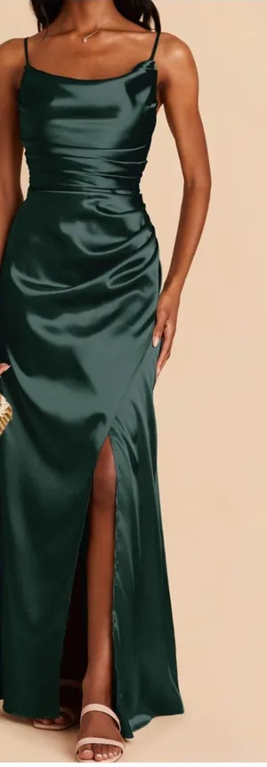 Birdy Grey Lydia Dress Shiny Satin Emerald thumbnail 1