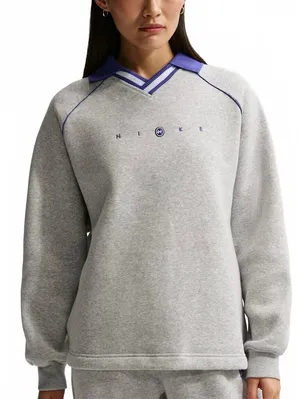 Nike Sportswear Phoenix Fleece Oversized Graphic Polo Top NWT Gray Medium thumbnail 1