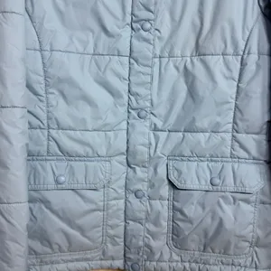 Lands End Womens M 10-12 Light Blue Quilted Puffer Jacket Sherpa Collar Zip Snap thumbnail 6