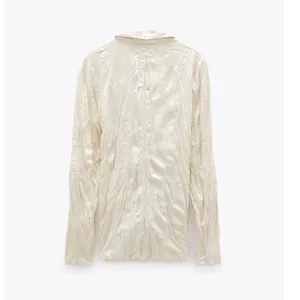 NWT  Zara CREASED-EFFECT SATIN JACKET Medium Lightweight thumbnail 4