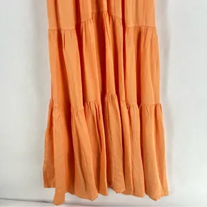 Young Fabulous & Broke Mara Dress Orange Plunging V-Neck‎ Satin Tiered Maxi M thumbnail 14