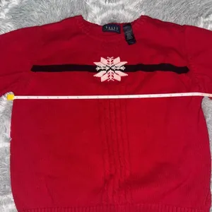 Liz Claiborne red and white snowflake 100% cotton Christmas sweater size‎ large thumbnail 4