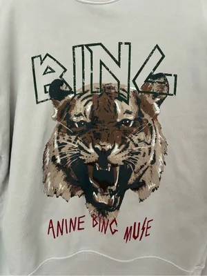 Anine Bing Tiger Sweatshirt In Stone, Size Small thumbnail 5
