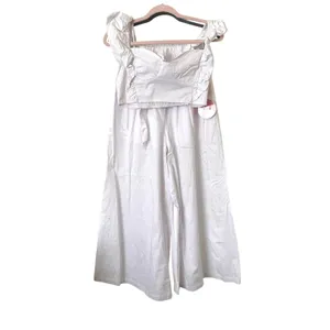 AZURA‎ Wide Leg Crop Top Cotton Set White Medium thumbnail 2