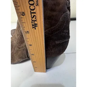 Frye Suede Ankle Boots Women 8 Brown Western Block Heel Minimalist Boho‎ thumbnail 4