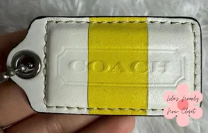 2.5" COACH Colorblock White Yellow Fob Bag Charm Hang tag Hangtag thumbnail 1