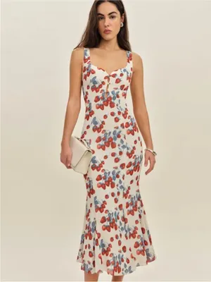 Reformation Laine Dress Strawberry Jam sz 6 NEW thumbnail 6