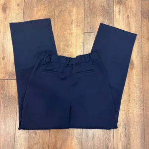 Quince Navy Blue Stretch Crepe Pleated Wide Leg Flowy Smart Casual Trousers Sz 4 thumbnail 4