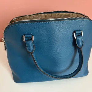 Michael Kors Teal Blue Saffiano Dome Satchel thumbnail 5