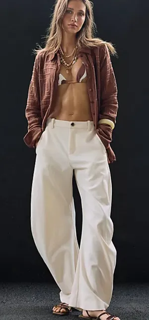 NWT Free People Spotlight Menswear Barrel Relaxed Trousers Size 2 thumbnail 1
