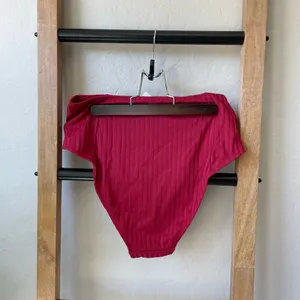 Xhilaration Ribbed Magenta Square Neck High-Waisted Bikini Set thumbnail 9