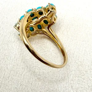 Sleeping Beauty Turquoise White Sky Blue Topaz 18k Yellow Gold Over Silver Ring thumbnail 8