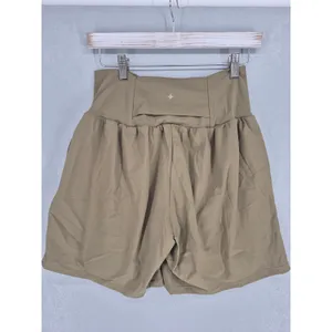Halara Womens Athletic Shorts Olive Green Crossover Waistband Large thumbnail 3