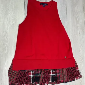 Tommy Hilfiger red Christmas peplum tank holiday‎ knit cotton blend size large thumbnail 1
