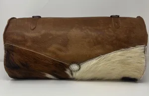 Western Leather Cowhide Barrel Bag Walking Liberty Half Dollar Brown Cowboy Bike thumbnail 1
