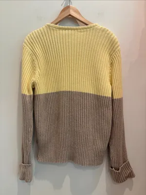 Vtg Liz Claiborne Sweater 100% Cotton Colorblock Cable Knit Size Large thumbnail 3