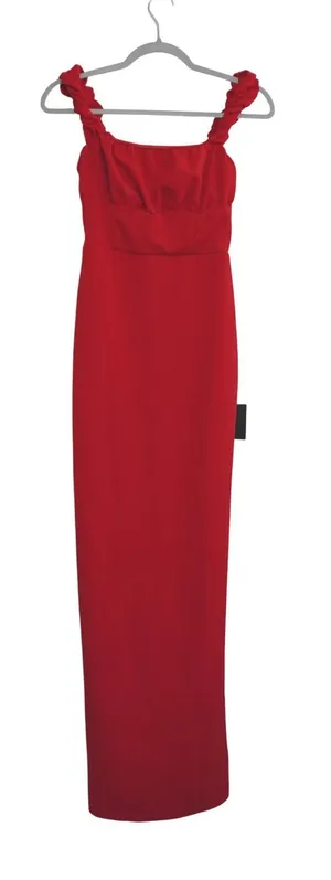 Lulus Size‎ Small Red Ruffle Strap Maxi Dress Square Neck Column Gown Wedding thumbnail 1