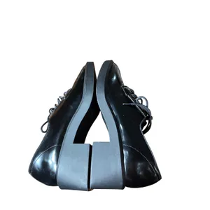 Zara Black faux Leather Chunky Heel Lace Up Oxford‎ Shoes Women's Size 41/10 thumbnail 5