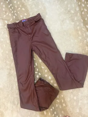 Edikted Brown Coated High Rise Flare Pants Size L Faux Leather Look Y2K thumbnail 4