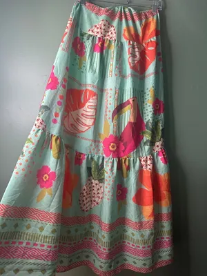 Tropical Hawaiian Maxi Skirt & Matching Bikini Set XS/S Island Resortwear beach thumbnail 5