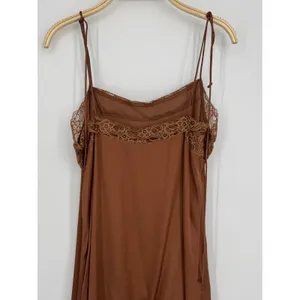 Aerie‎ Satin Lace Trim Slip Dress XL Brown Coquette Cottagecore Boho Feminine thumbnail 6