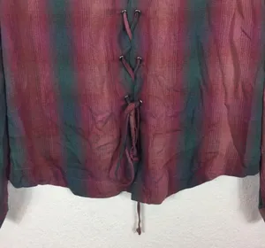 Anthropologie Cloth & Stone Plaid Lace Up Back Top thumbnail 8