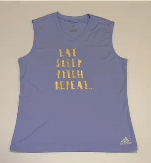 adidas Women’s Small Purple Softball Tank Top Eat Sleep Pitch Repeat thumbnail 1