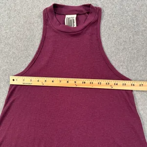 Free People Ribbed High Neck Tank Top Women's X-Small Purple Sleeveless Swing thumbnail 5