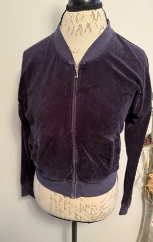 Juicy Couture Black‎ Label Los Angeles Velour Track Jacket Bomber Small S thumbnail 1