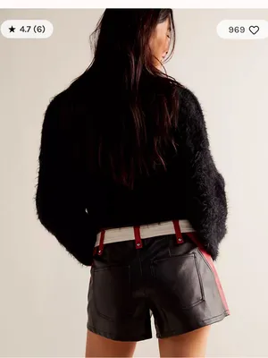 We The Free Photo finish White & Red Colorblock Faux Leather Moto Shorts thumbnail 2
