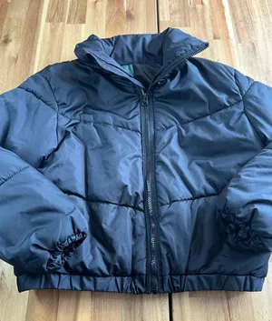 Wild Fable Black Cropped Puffer Jacket XS Bubble Coat thumbnail 1