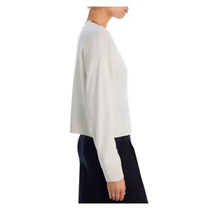 NWT Aqua Front Button Cashmere V-Neck Cardigan Sweater V10337 Ash Off White L thumbnail 4