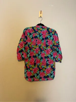 Roller Rabbit floral‎ 3/4 Sleeves Cotton Top Size Small thumbnail 5