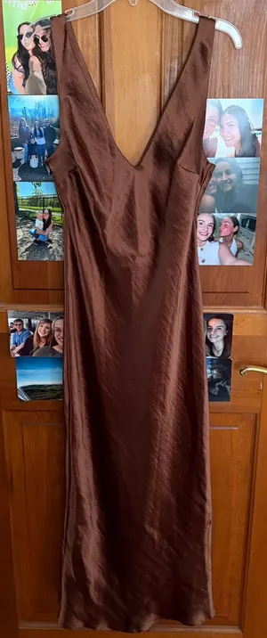 ASOS Brown Satin Dress thumbnail 1