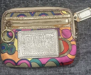 Coach Poppy Small Clutch Multicolor Logo, Vintage Y2K Mini Bag Wristlet thumbnail 1