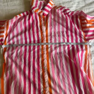 Beach Riot Revolve Alexa Pink Orange Stripe Cotton Button Down Swim Cover Up thumbnail 6